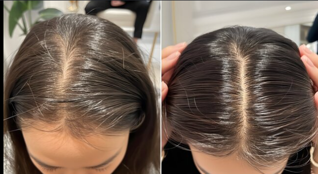 Before and after — thicker, fuller hair after Xylen