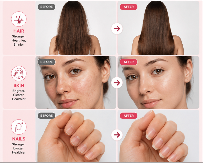 Before and after — Week 1 vs Week 12 hair transformation with Xylen
